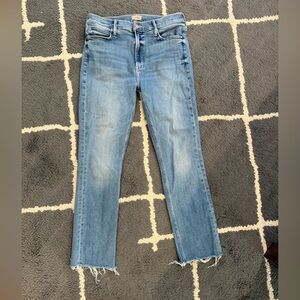 MOTHER The Mid Rise Dazzler Ankle Fray Jeans